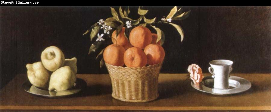 Francisco de Zurbaran still life with lemons,oranges and a rose